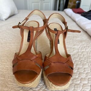 Sam Edelman Tan Leather Wedge Sandals